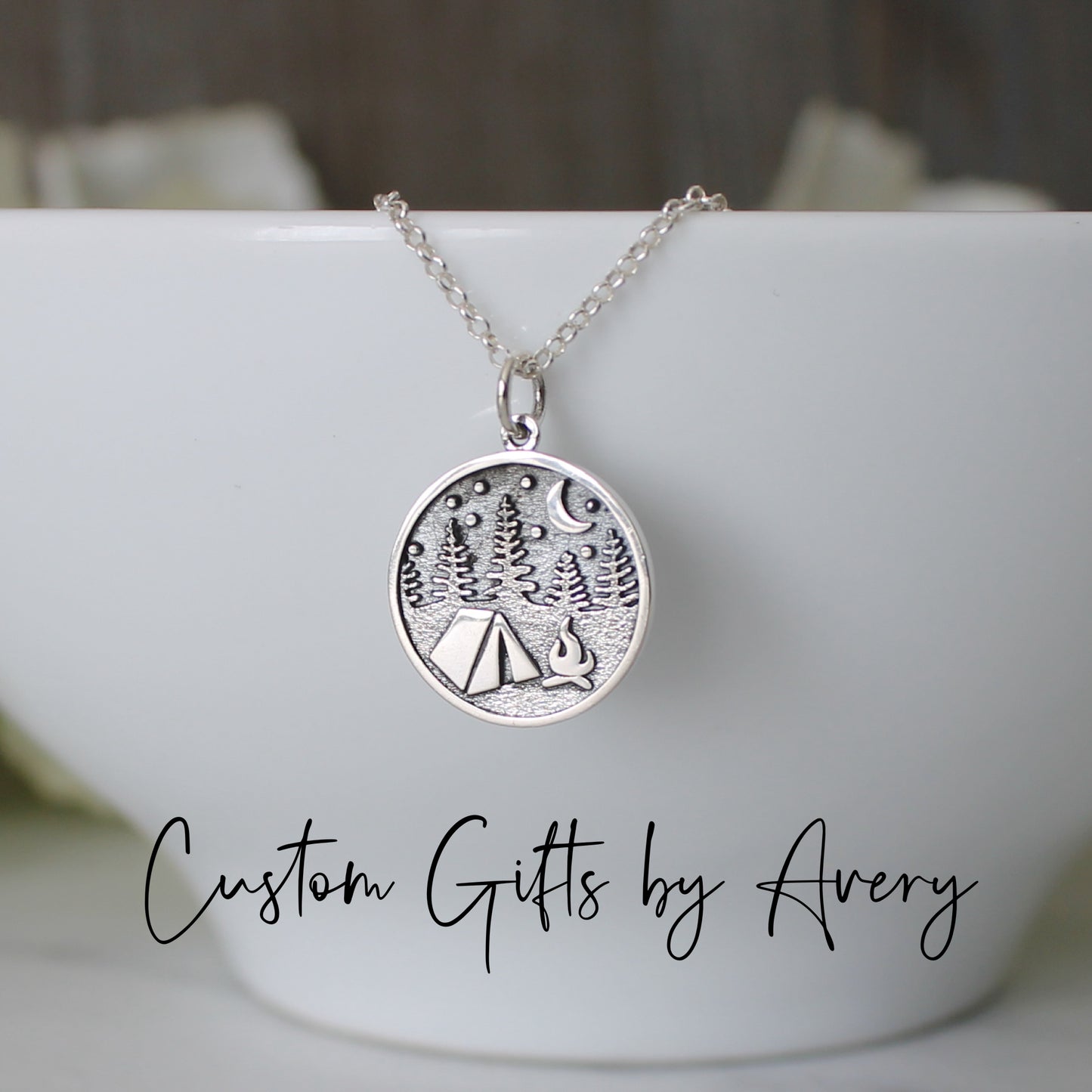 Sterling Silver Tent Camping Necklace