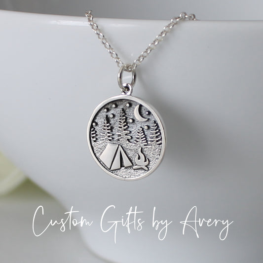 Sterling Silver Tent Camping Necklace