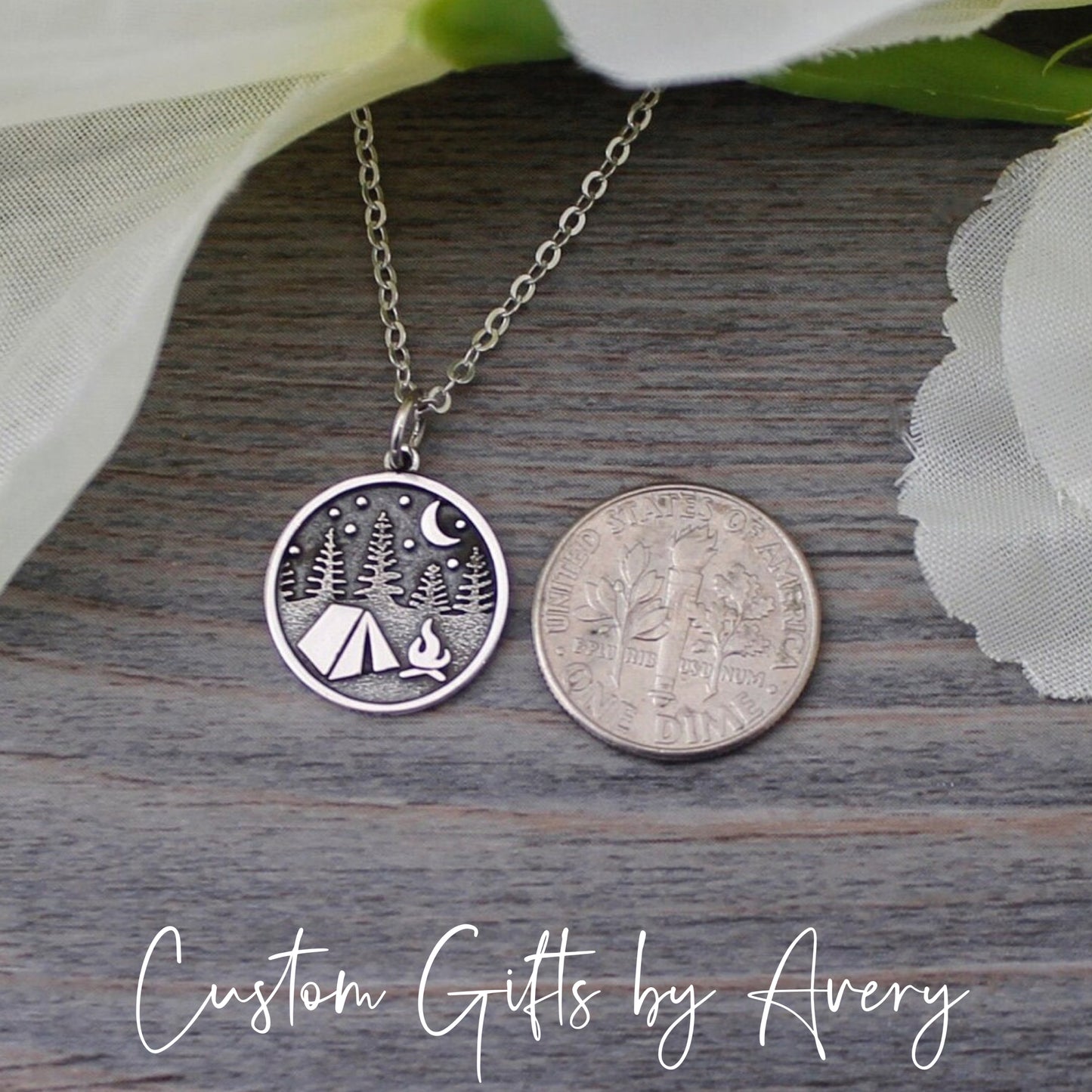 Sterling Silver Tent Camping Necklace