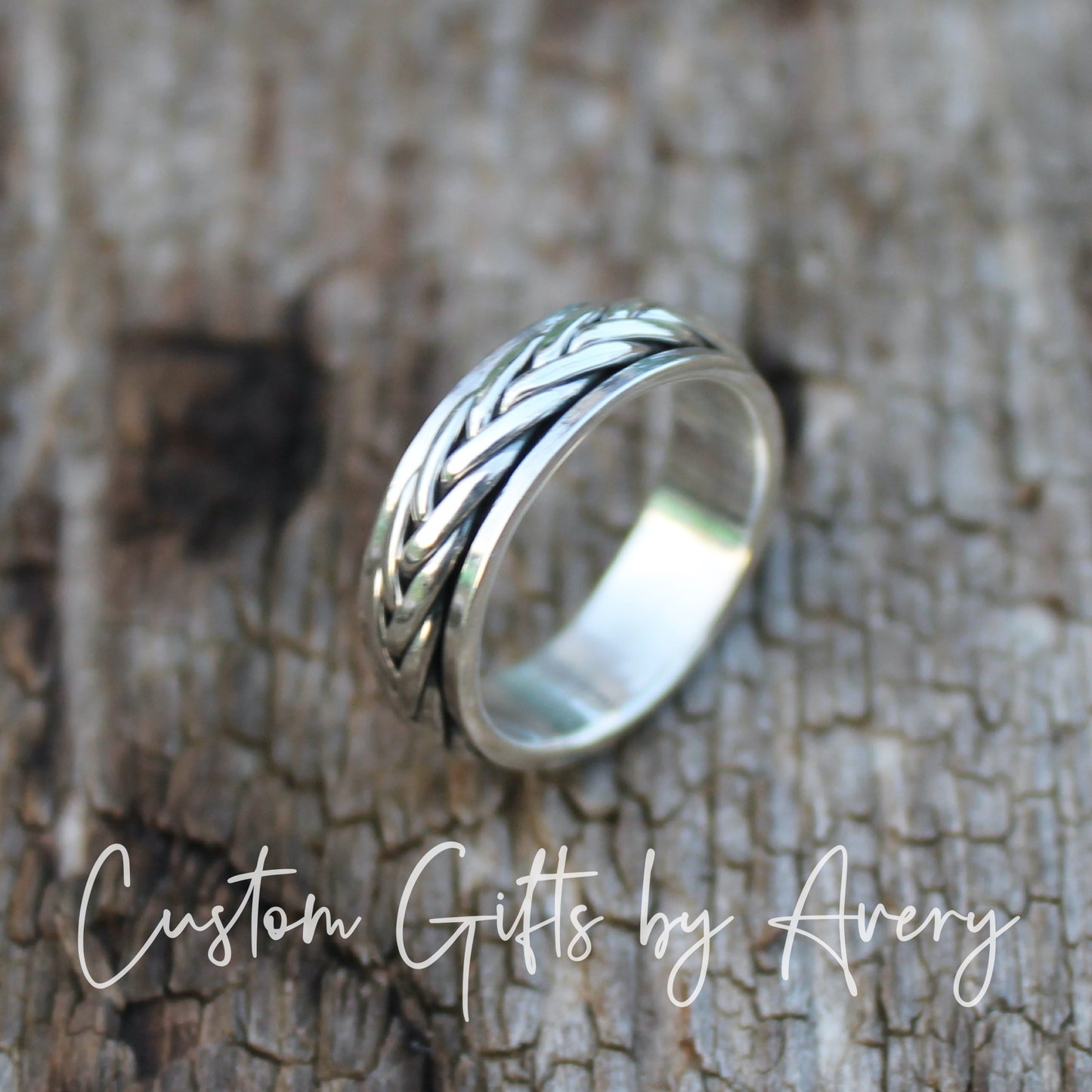 Sterling Silver Celtic Braided Weave Spin Ring ~ 5.5mm Band