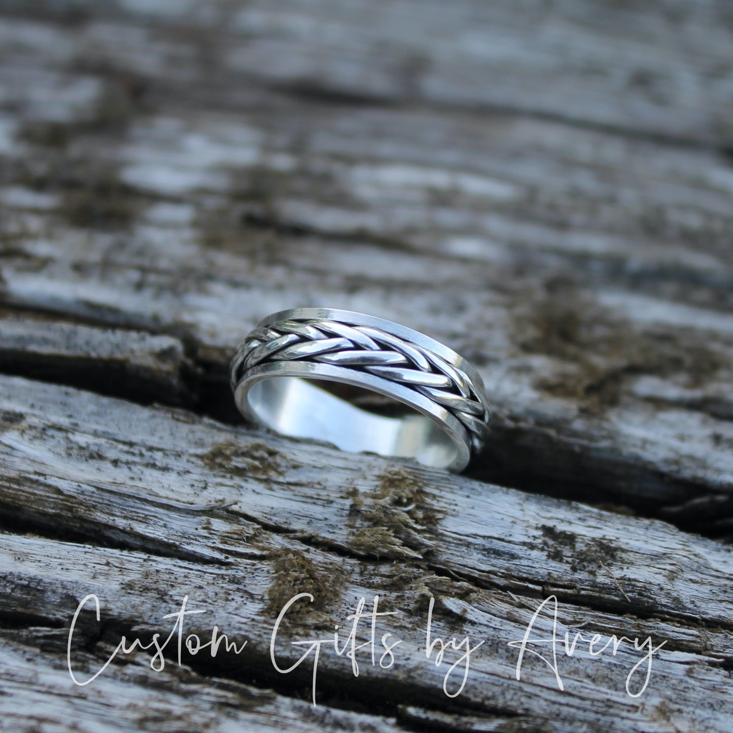 Sterling Silver Celtic Braided Weave Spin Ring ~ 5.5mm Band