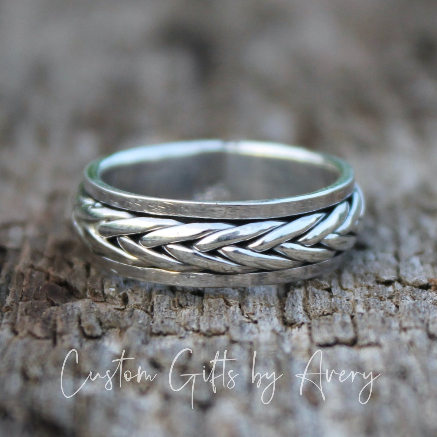 Sterling Silver Celtic Braided Weave Spin Ring ~ 5.5mm Band