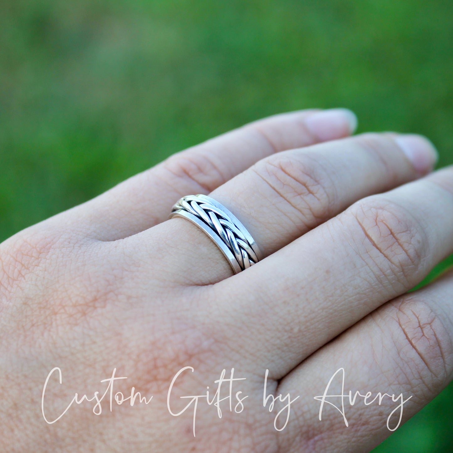 Sterling Silver Celtic Braided Weave Spin Ring ~ 5.5mm Band