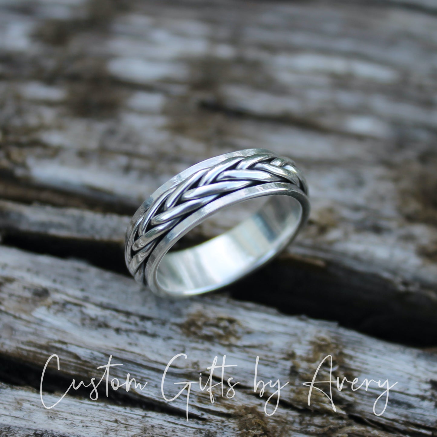 Sterling Silver Celtic Braided Weave Spin Ring ~ 5.5mm Band