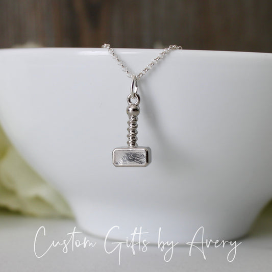 Small Sterling Silver Thor Hammer Necklace