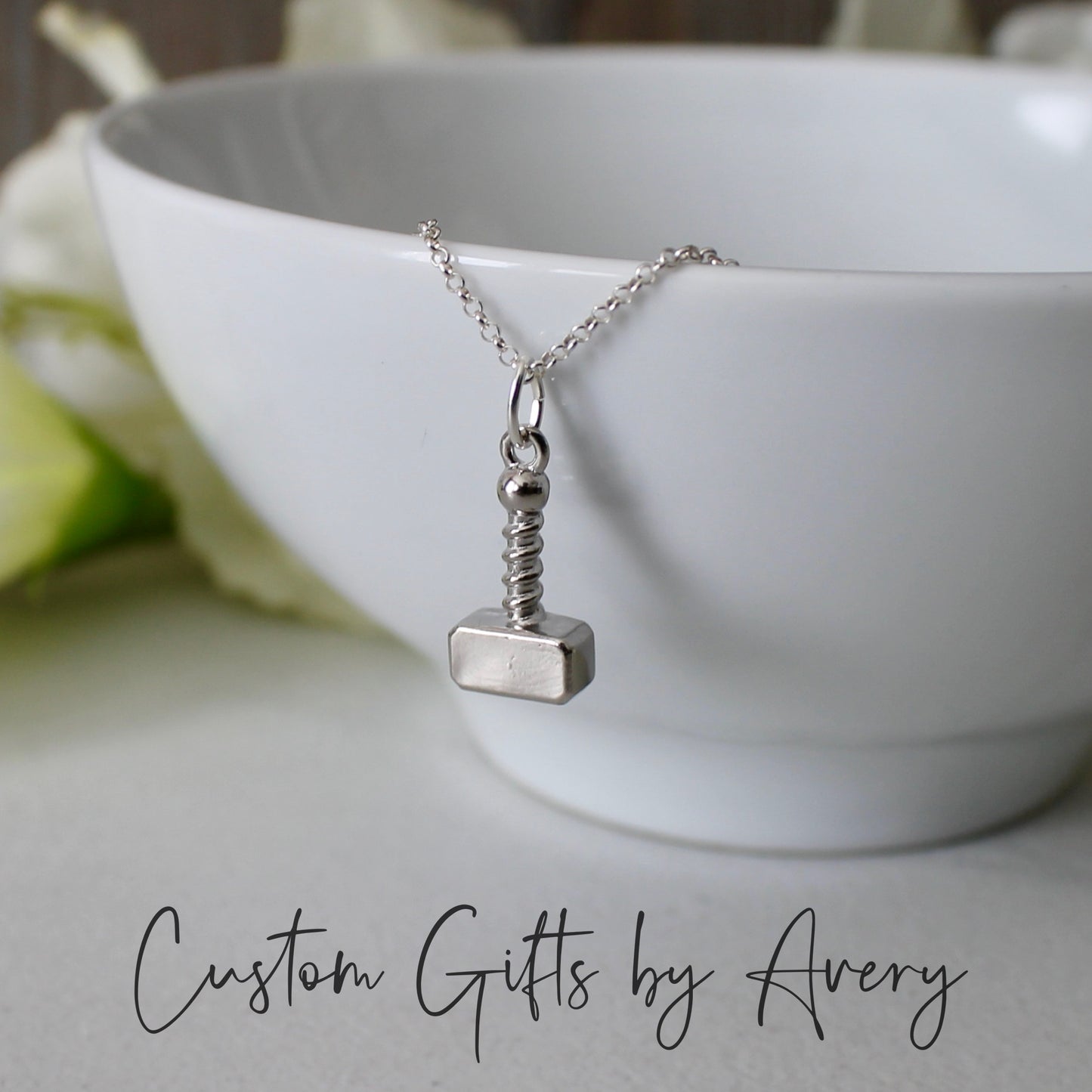 Small Sterling Silver Thor Hammer Necklace