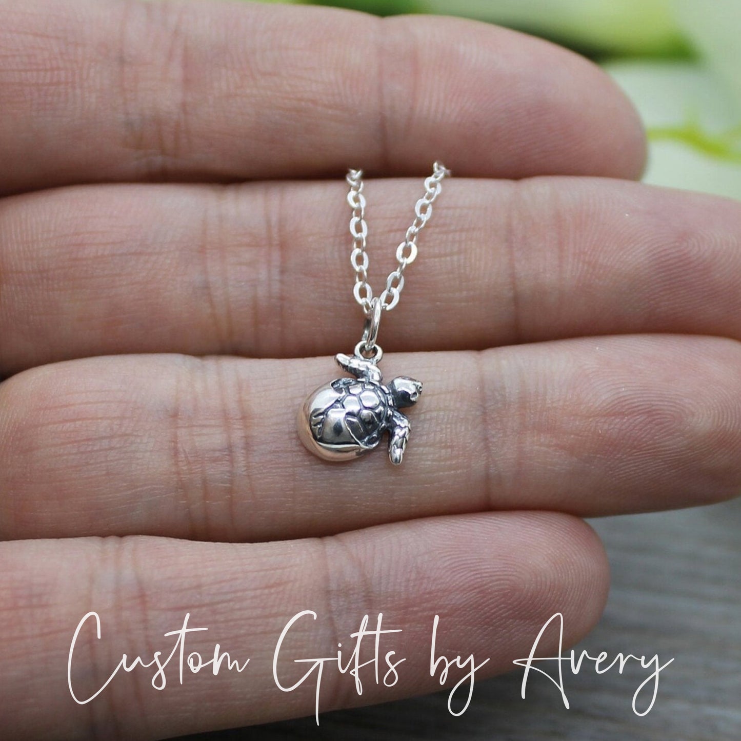 Tiny Sterling Silver Sea Turtle Necklace