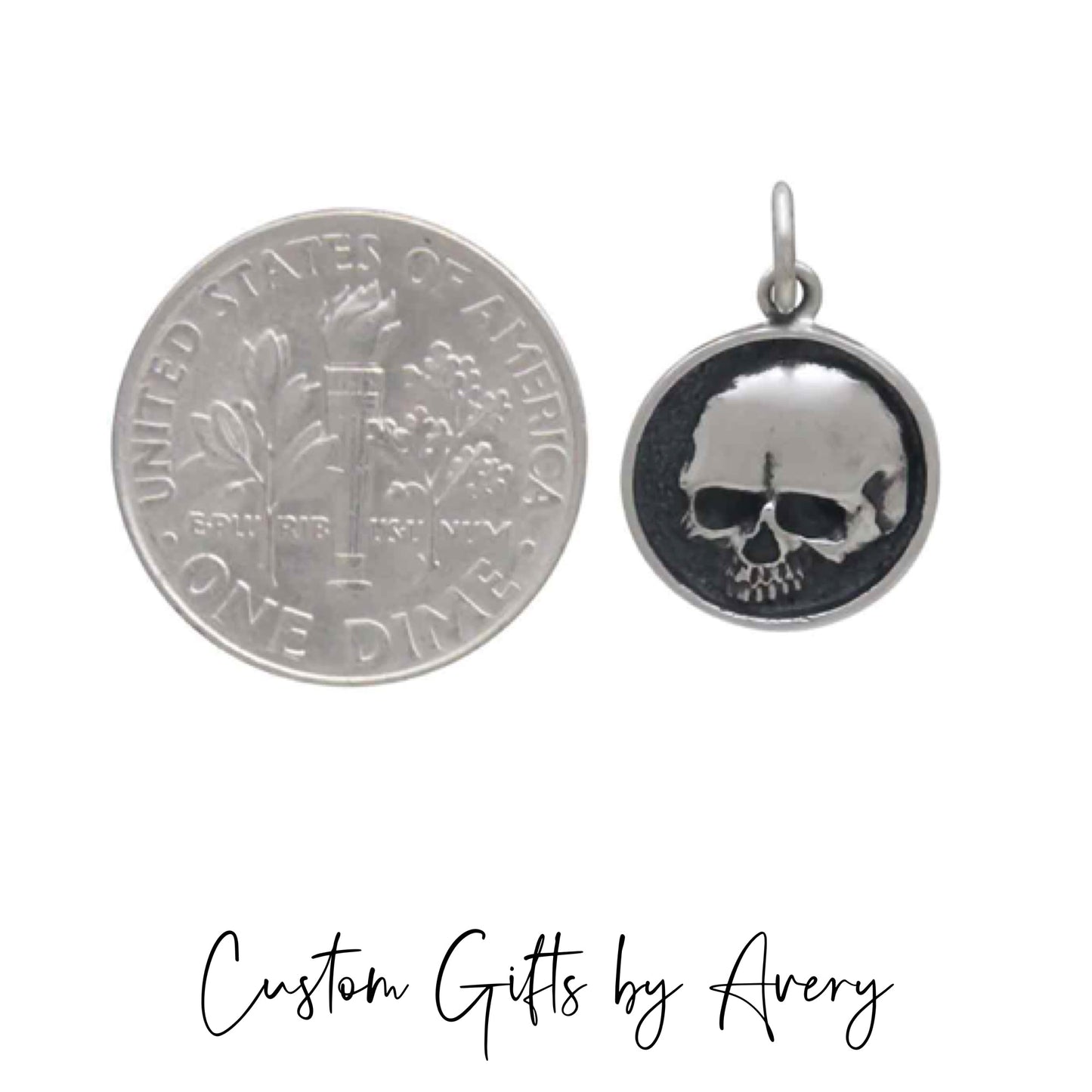 Tiny Sterling Silver Skull Coin Necklace