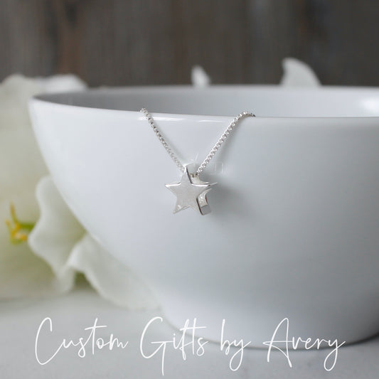 Floating Sterling Silver or Gold Star Necklace