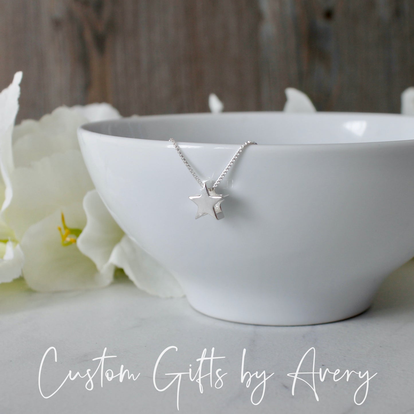 Floating Sterling Silver or Gold Star Necklace