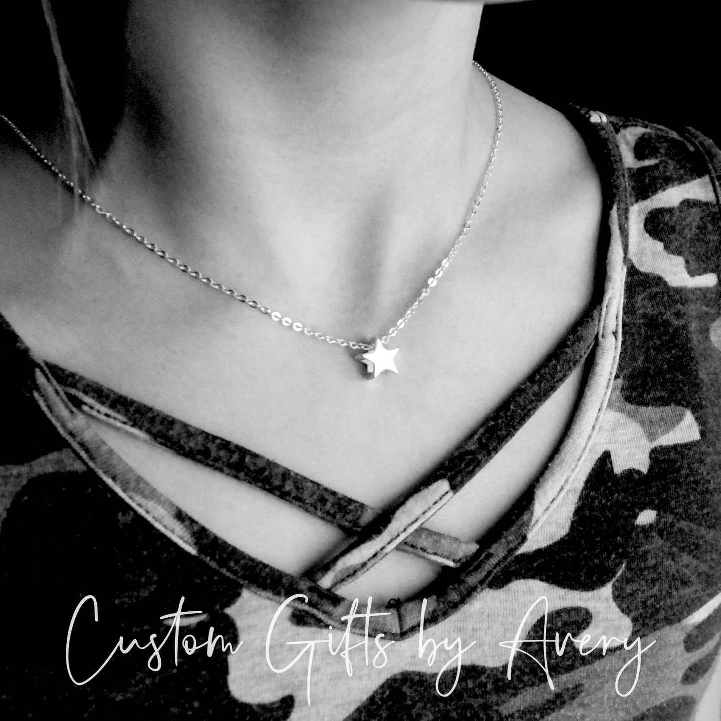 Floating Sterling Silver or Gold Star Necklace