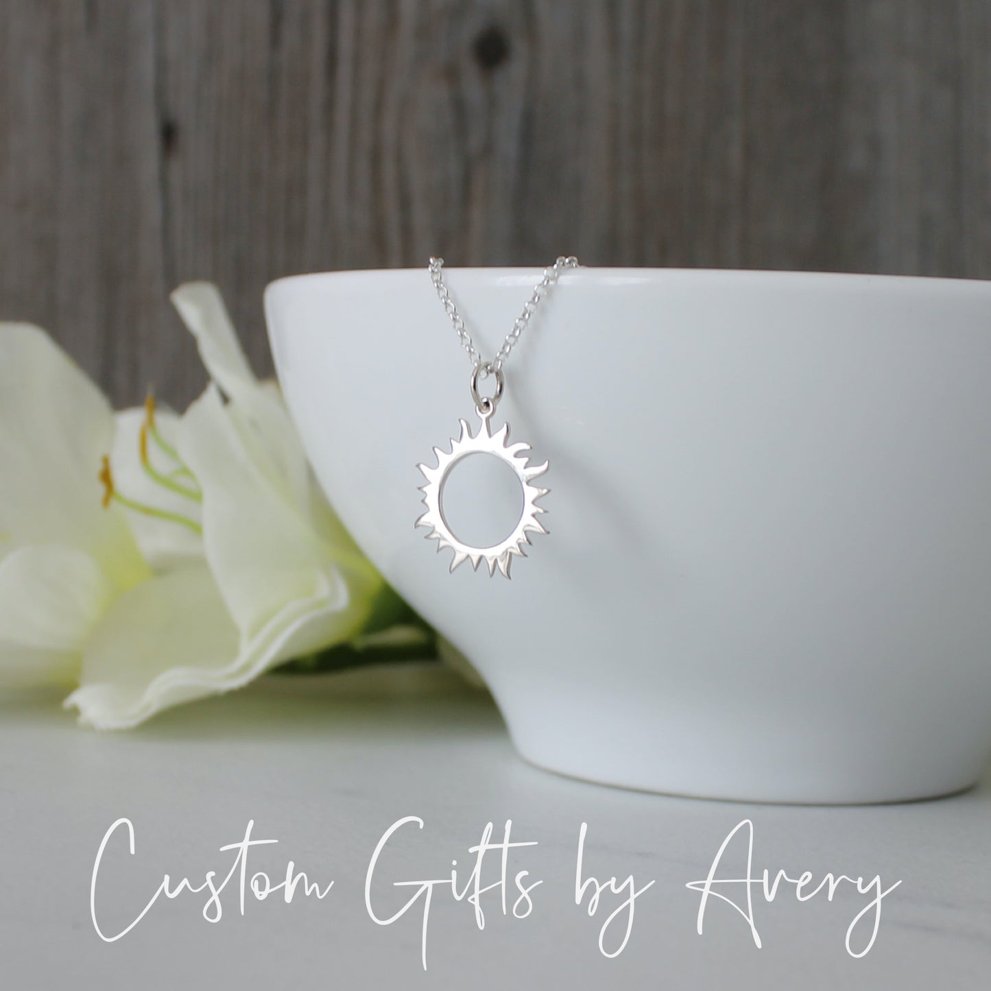 Dainty Sterling Silver Sun Necklace