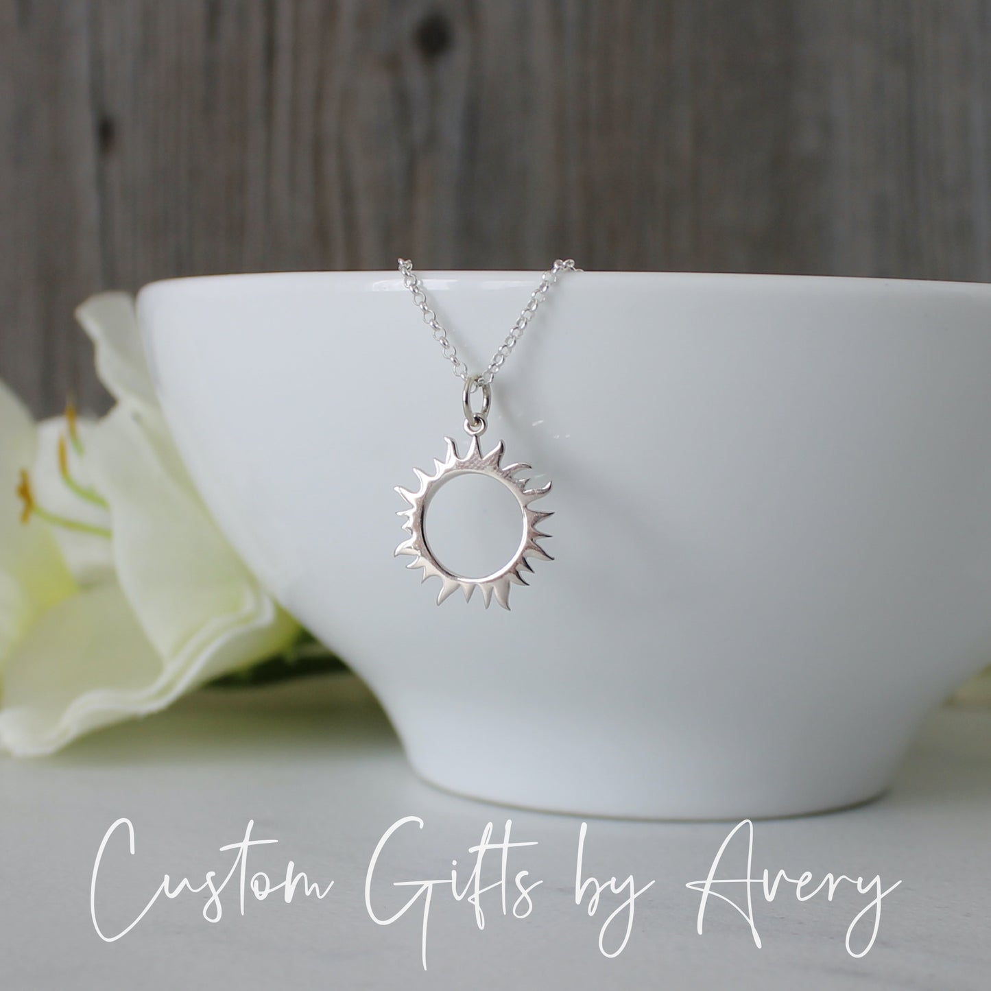 Dainty Sterling Silver Sun Necklace