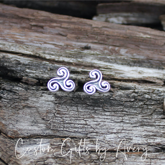 Tiny Sterling Silver Tiny Triskele Studs