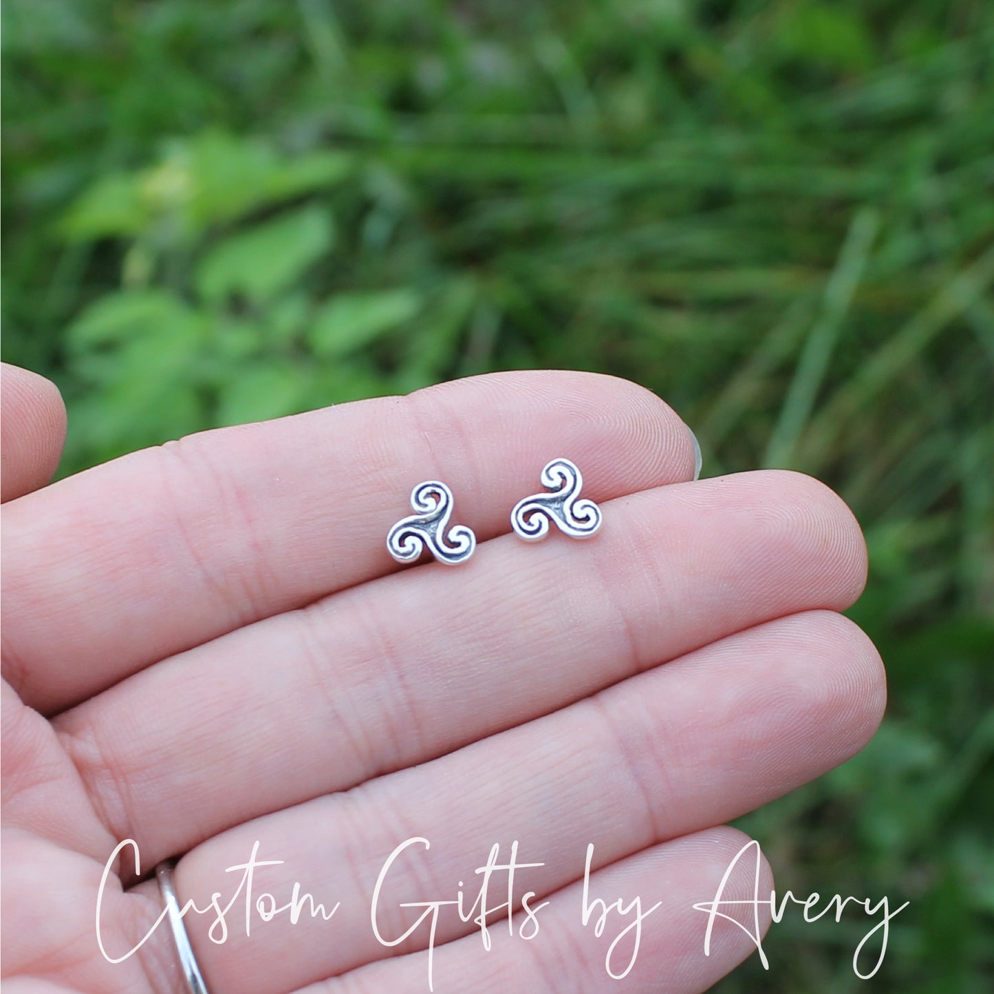 Tiny Sterling Silver Tiny Triskele Studs