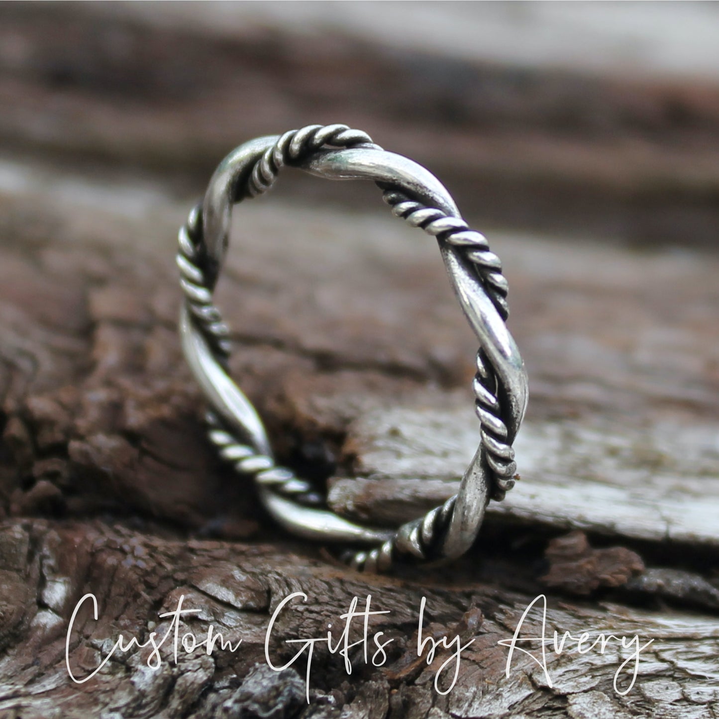 Oxidized Sterling Silver Twisted Rope Ring