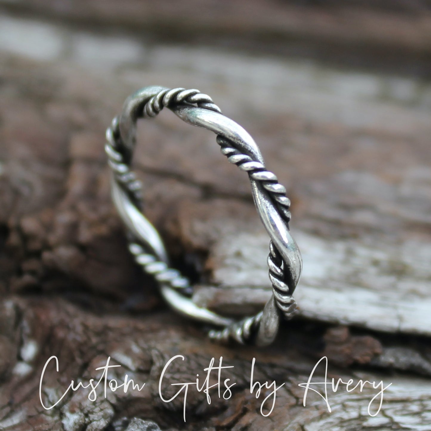 Oxidized Sterling Silver Twisted Rope Ring