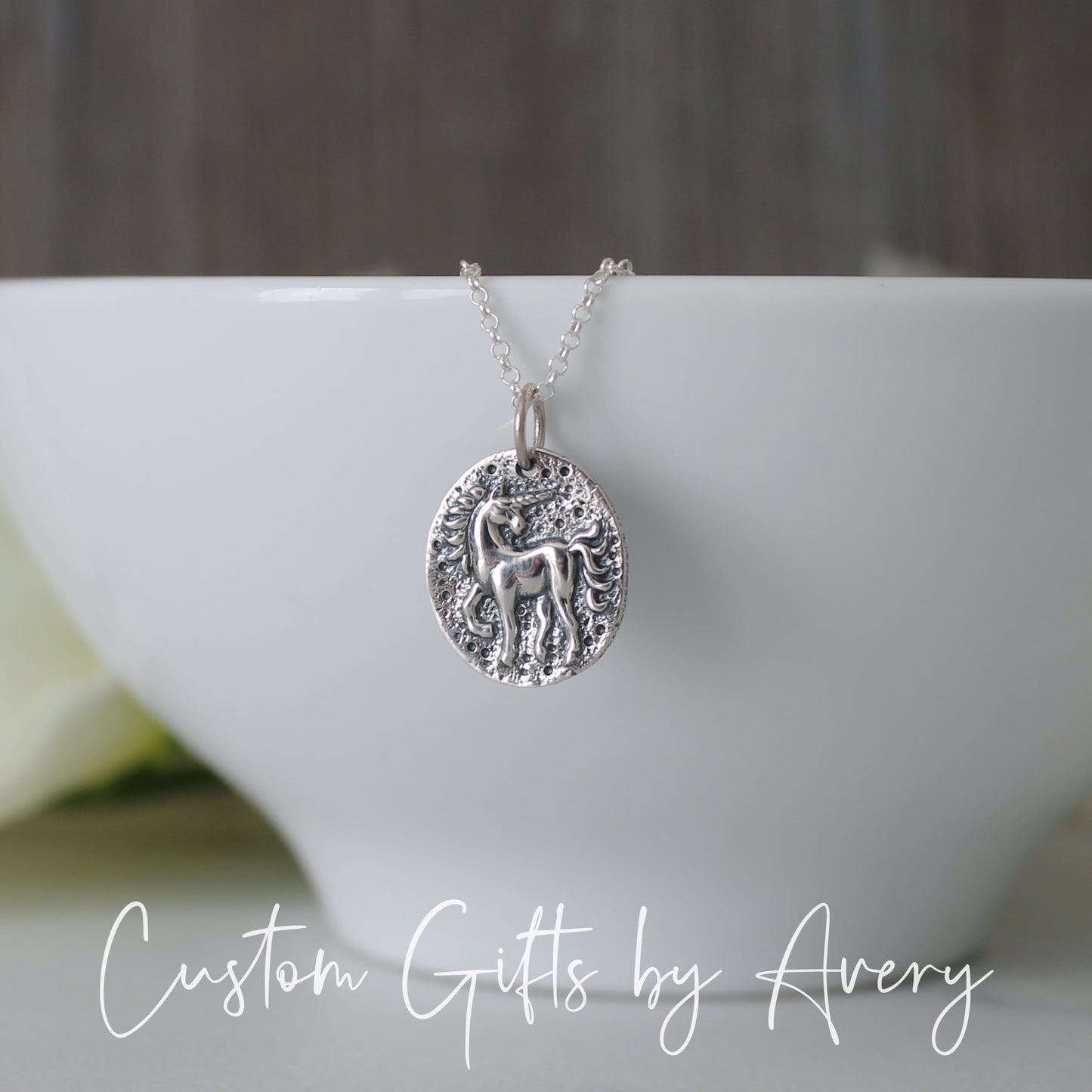 Sterling Silver Unicorn Coin Necklace