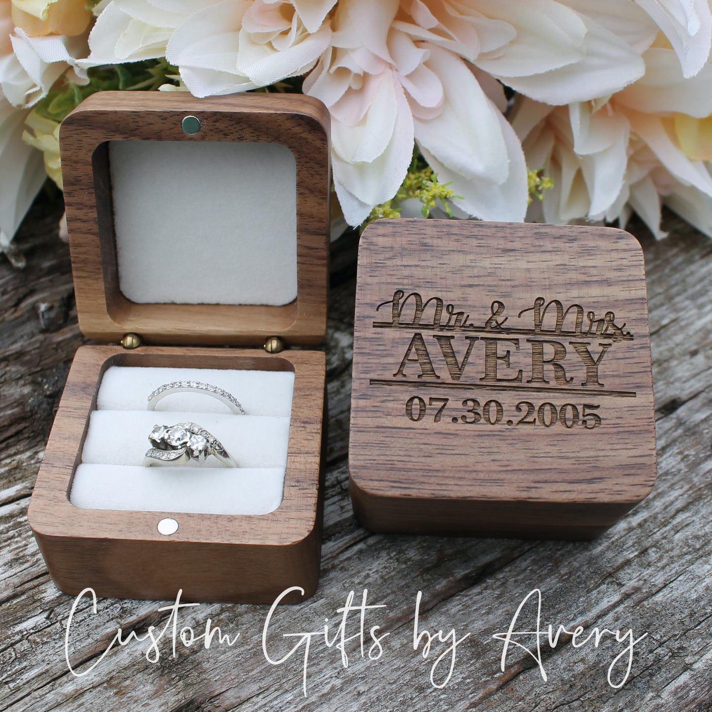 Personalized Walnut Ring Box