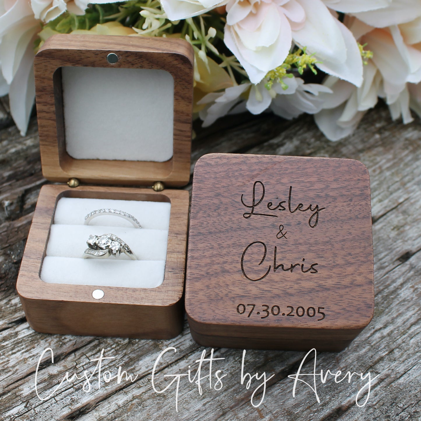 Personalized Walnut Ring Box