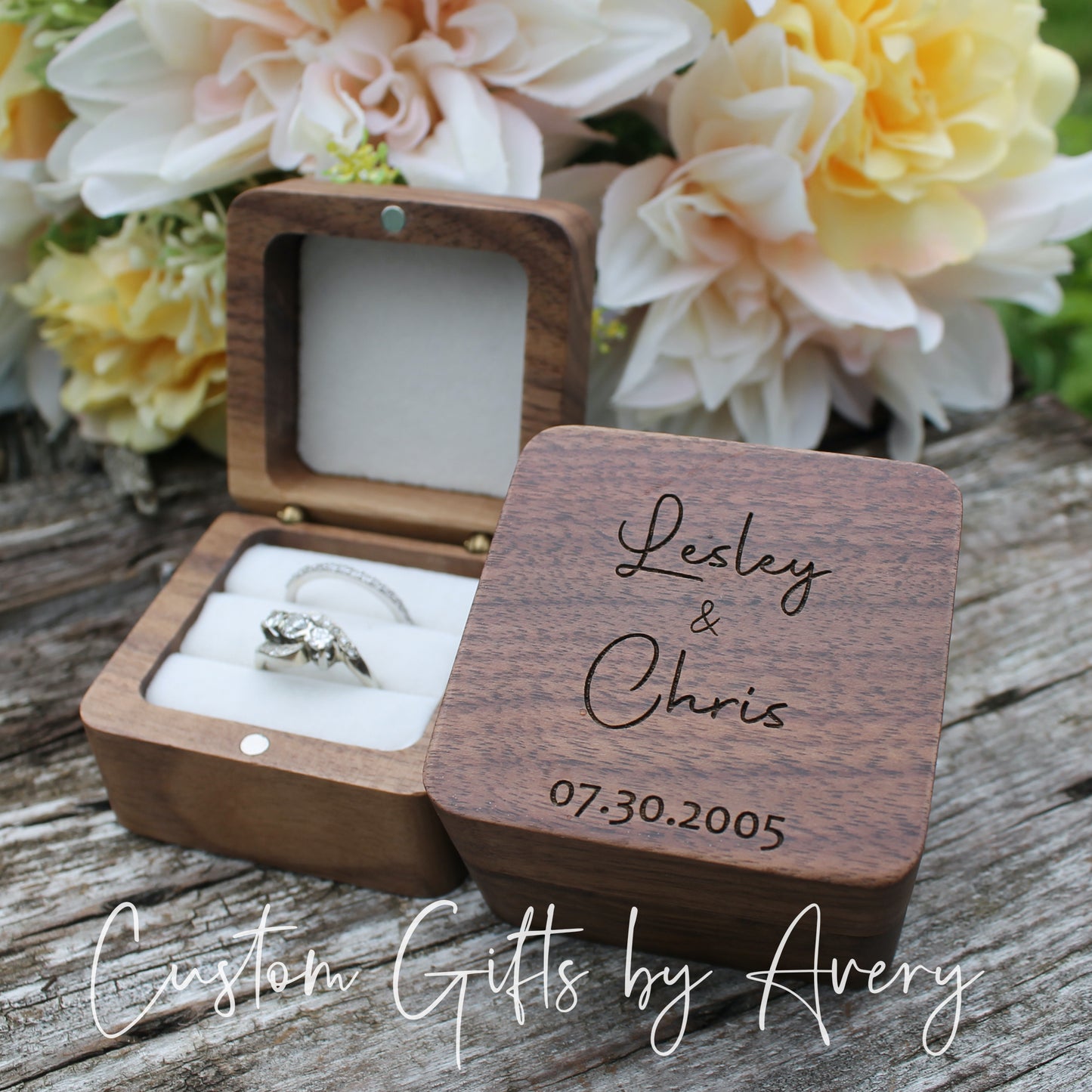 Personalized Walnut Ring Box