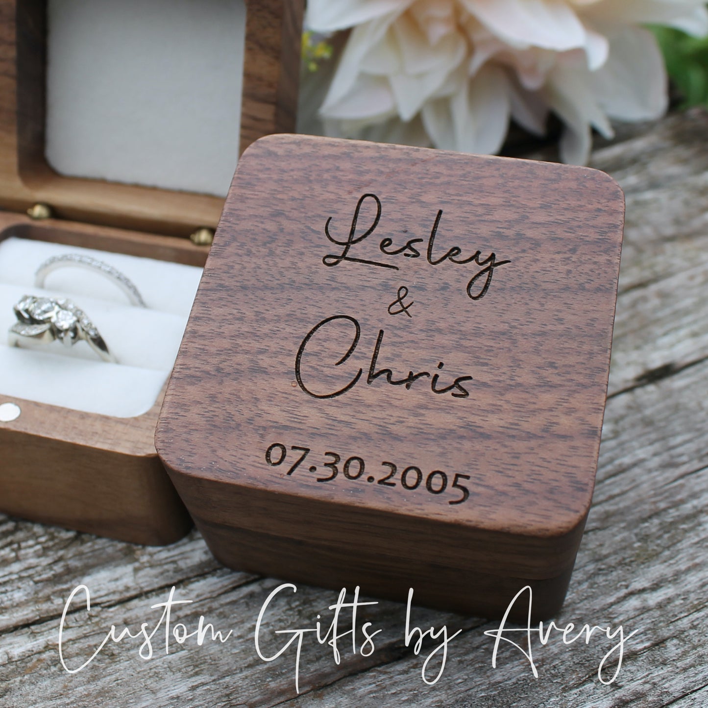 Personalized Walnut Ring Box