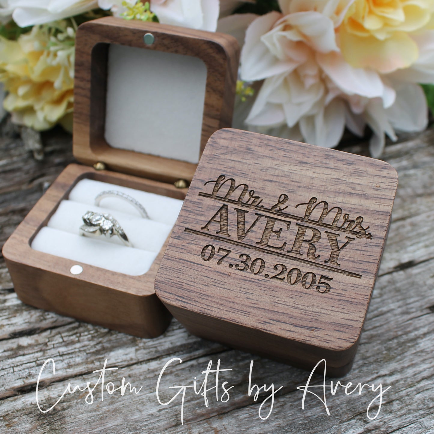 Personalized Walnut Ring Box