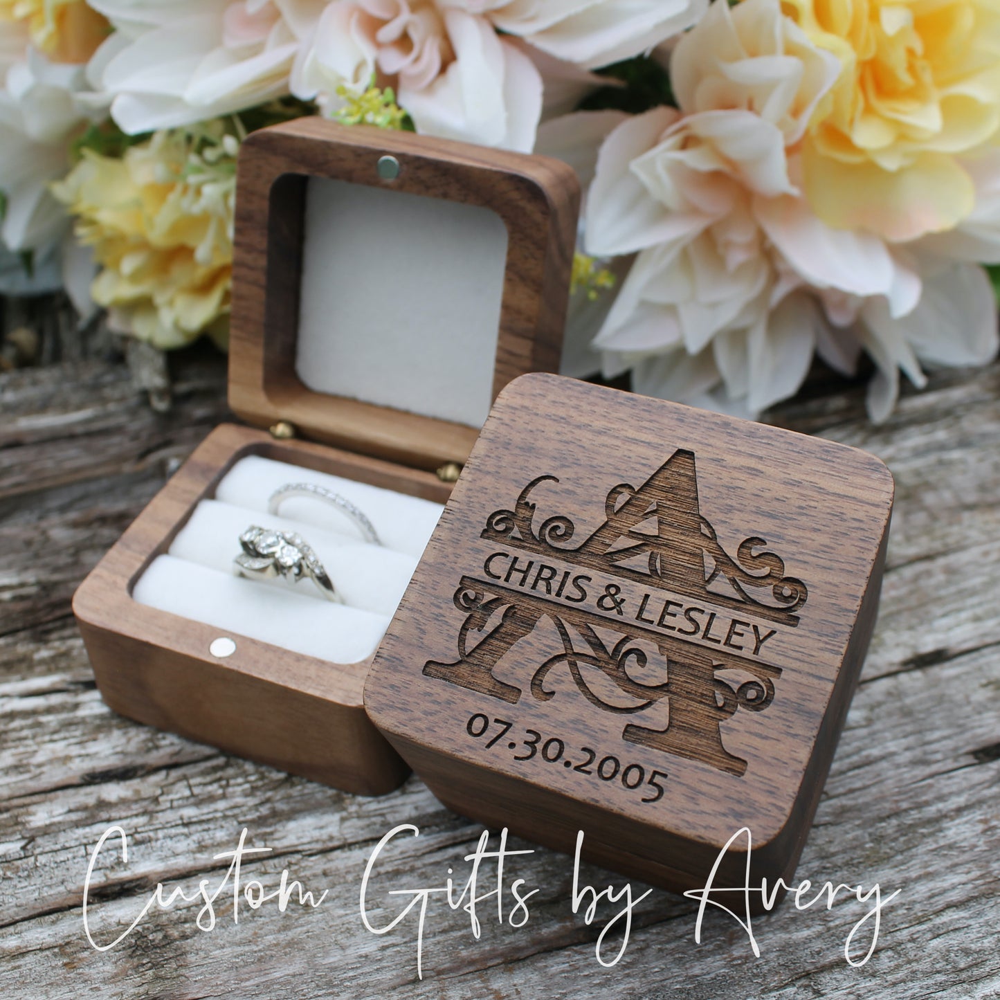 Personalized Walnut Ring Box