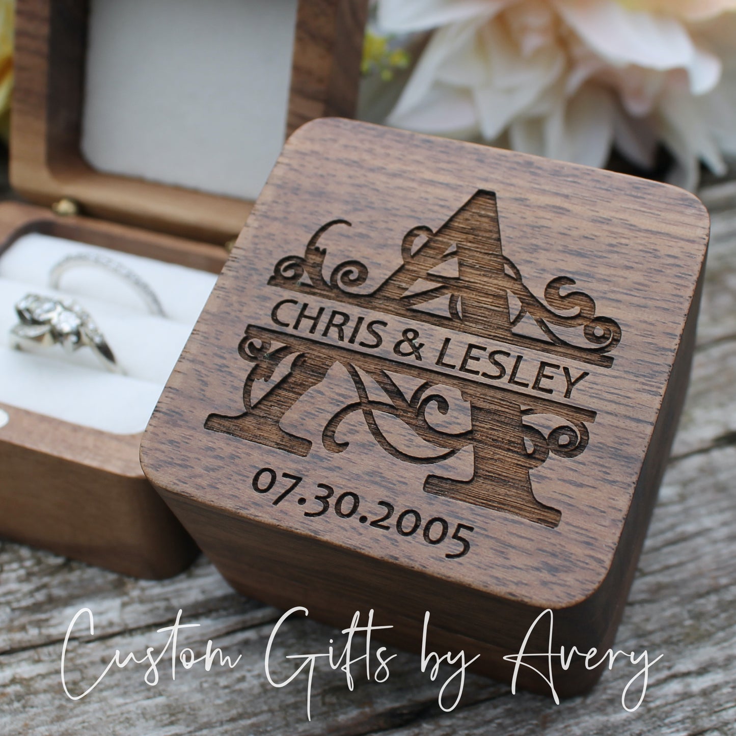 Personalized Walnut Ring Box