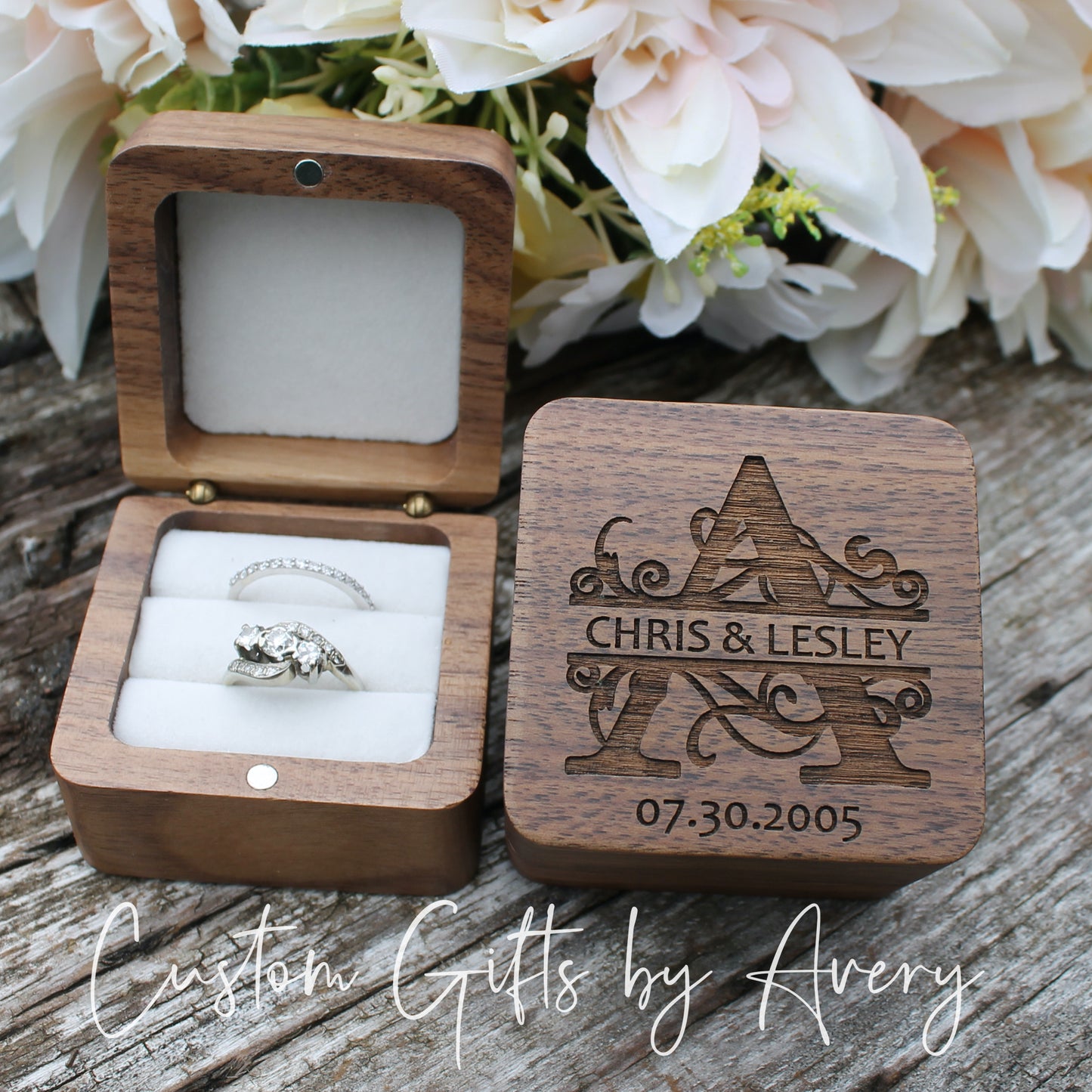 Personalized Walnut Ring Box