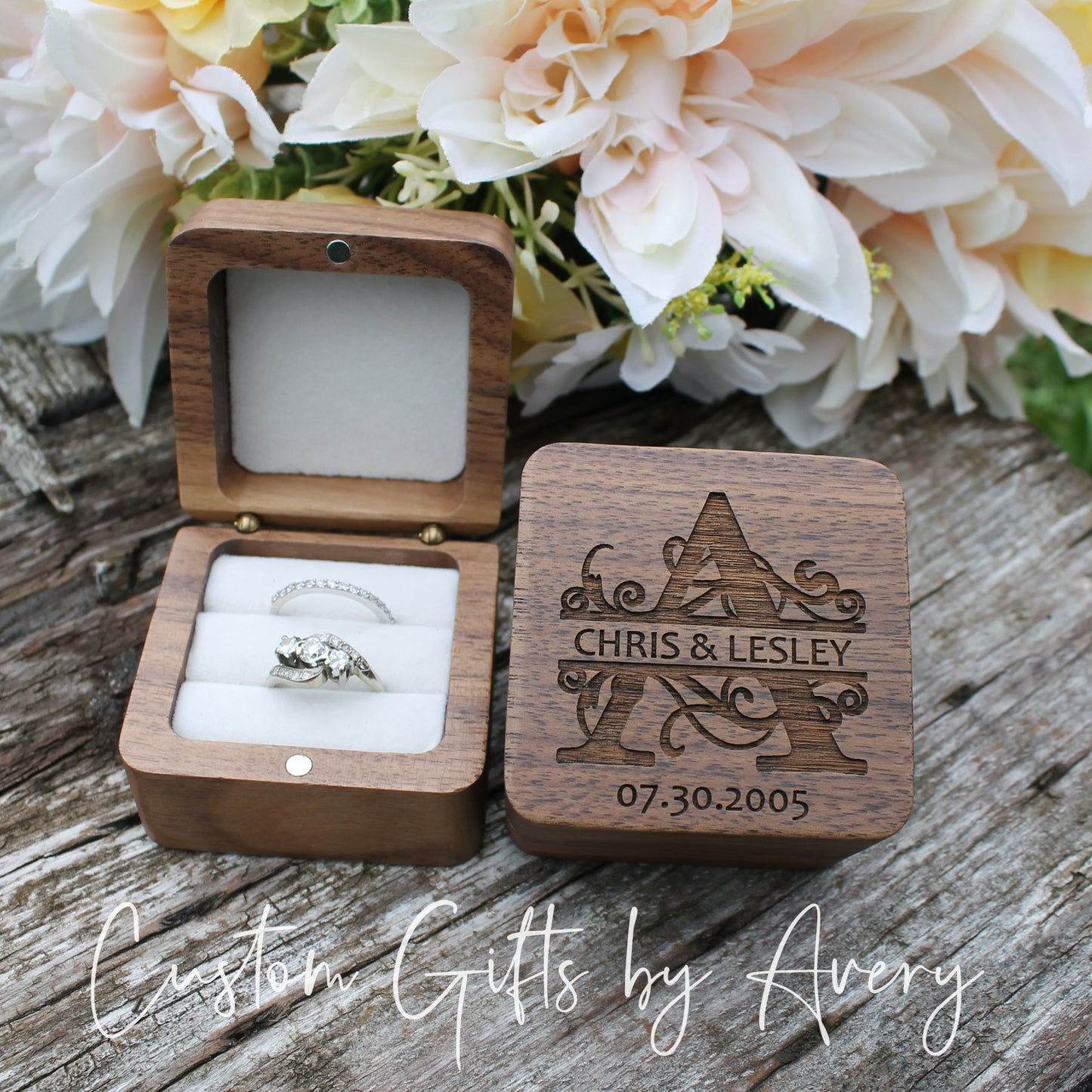 Personalized Walnut Ring Box