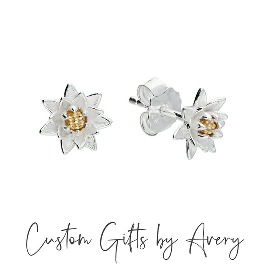 Sterling Silver Water Lily Studs