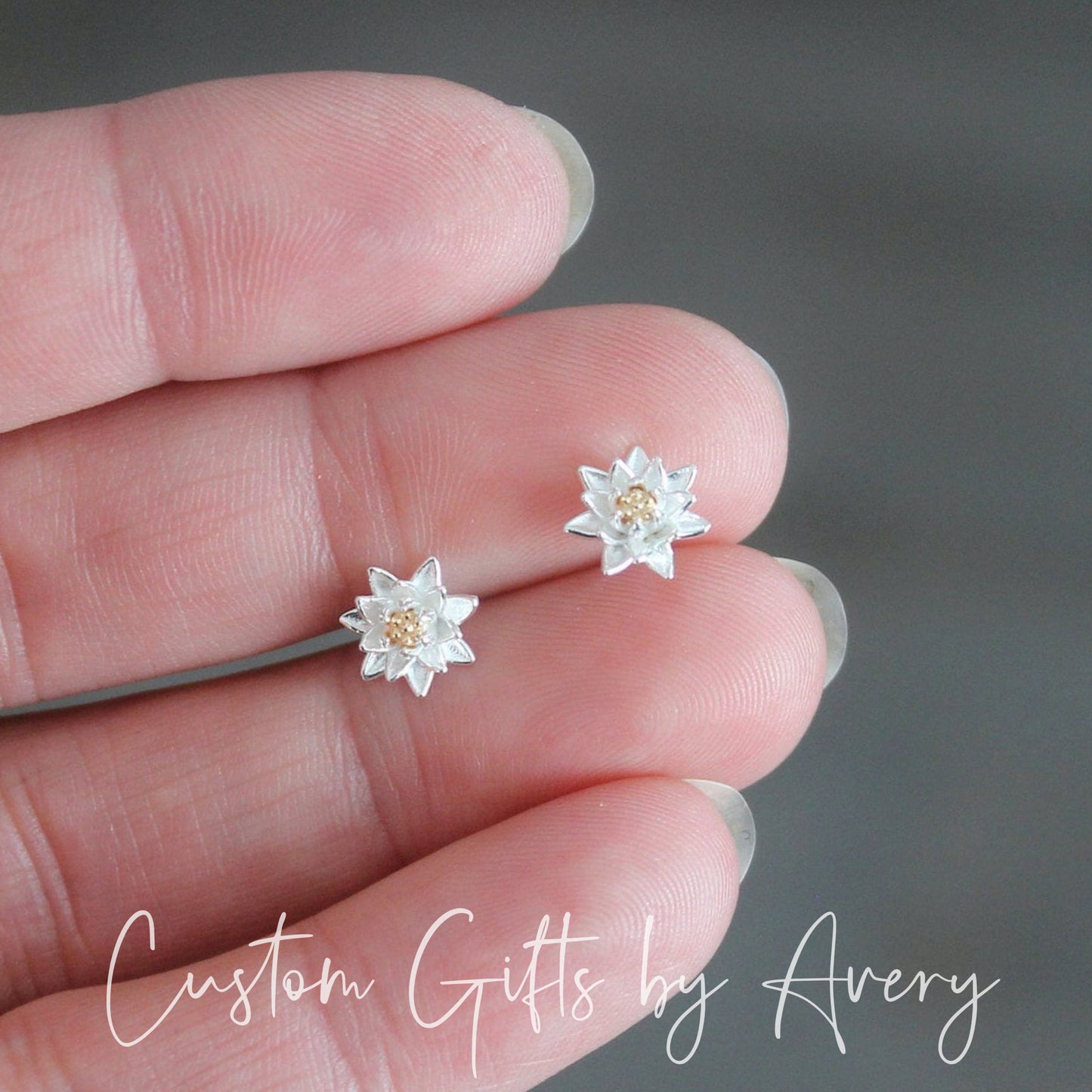 Sterling Silver Water Lily Studs