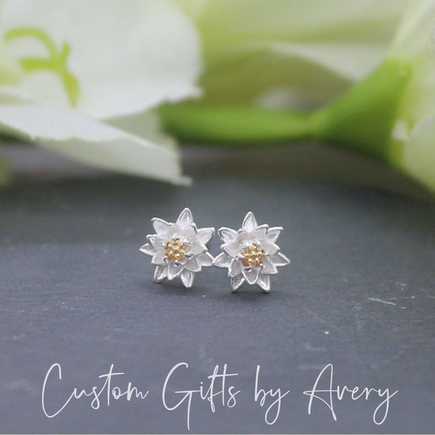 Sterling Silver Water Lily Studs