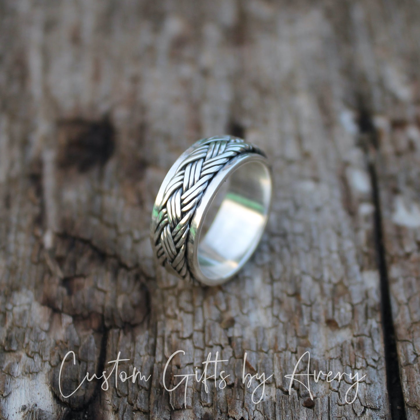 Sterling Silver Celtic Triple Braided Spin Ring ~ 8mm Band