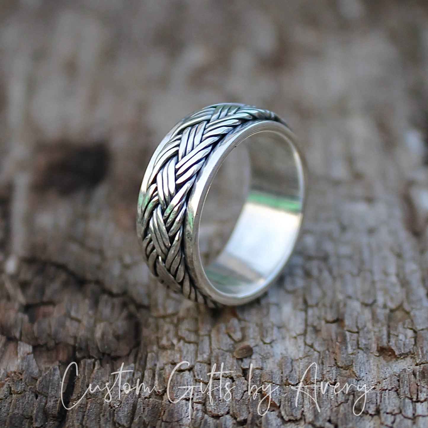 Sterling Silver Celtic Triple Braided Spin Ring ~ 8mm Band