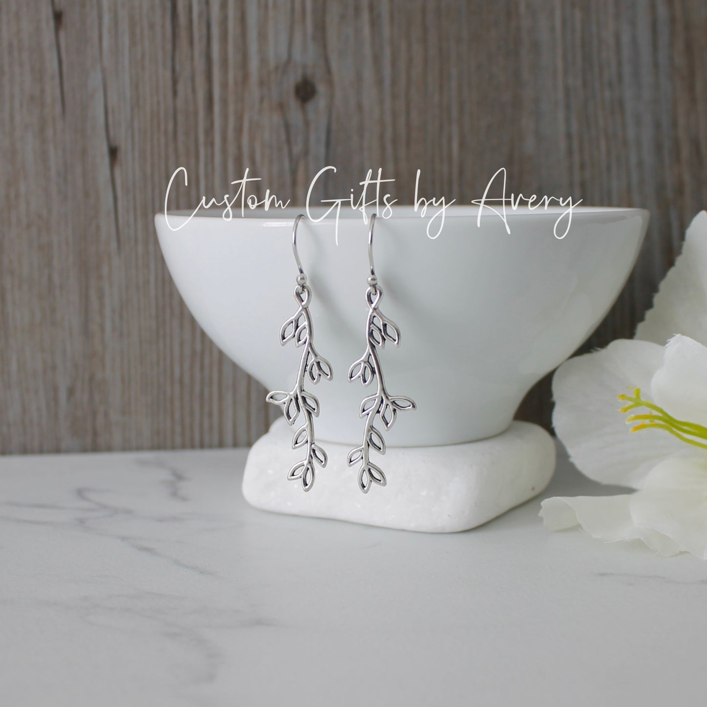 Silver Willow Branch Earrings