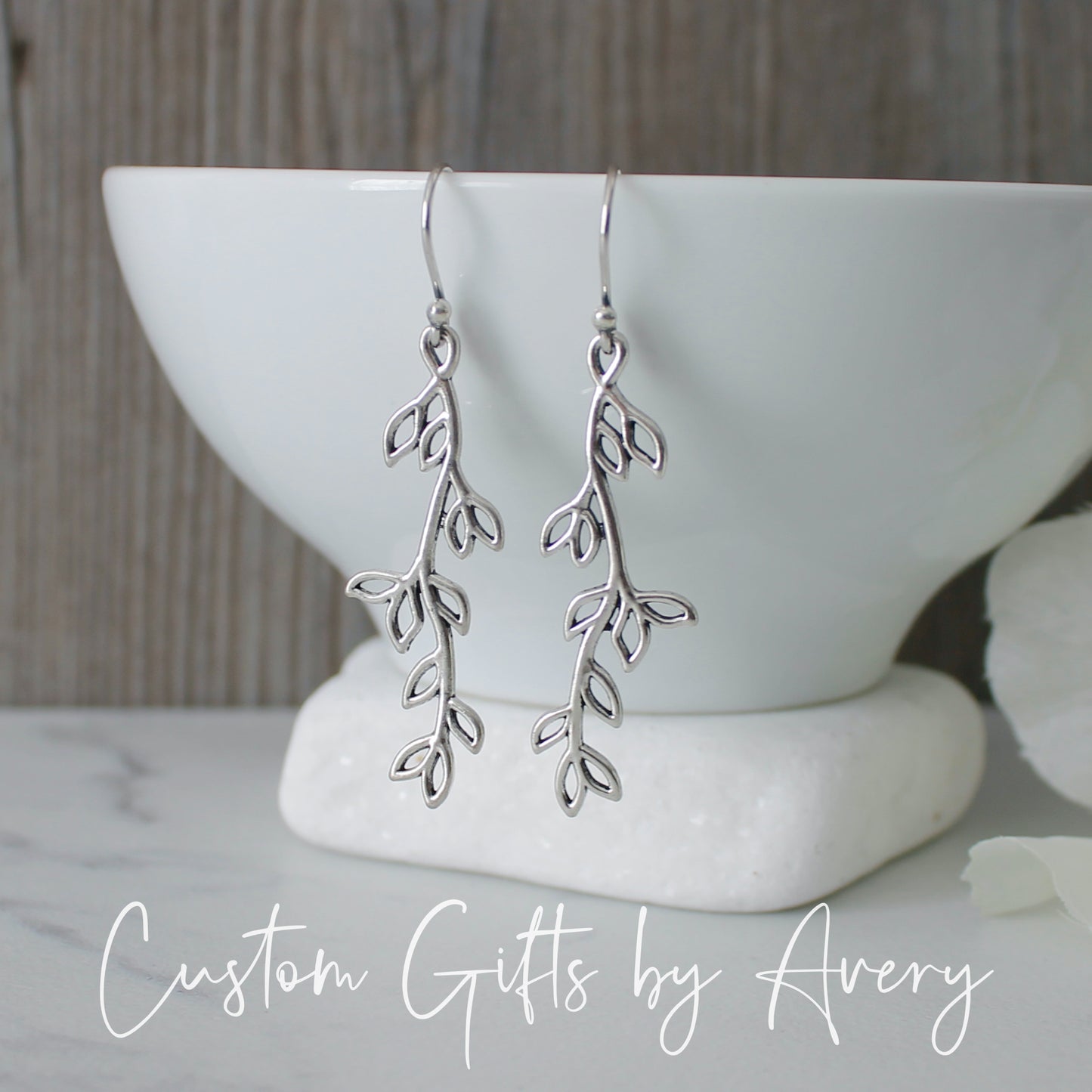 Silver Willow Branch Earrings