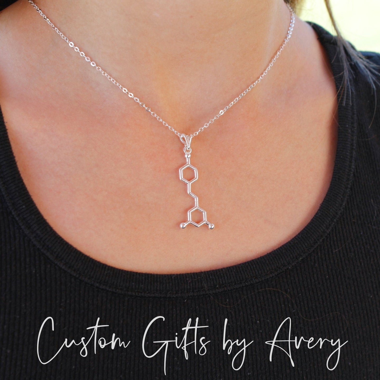 Sterling Silver Wine Molecule Necklace