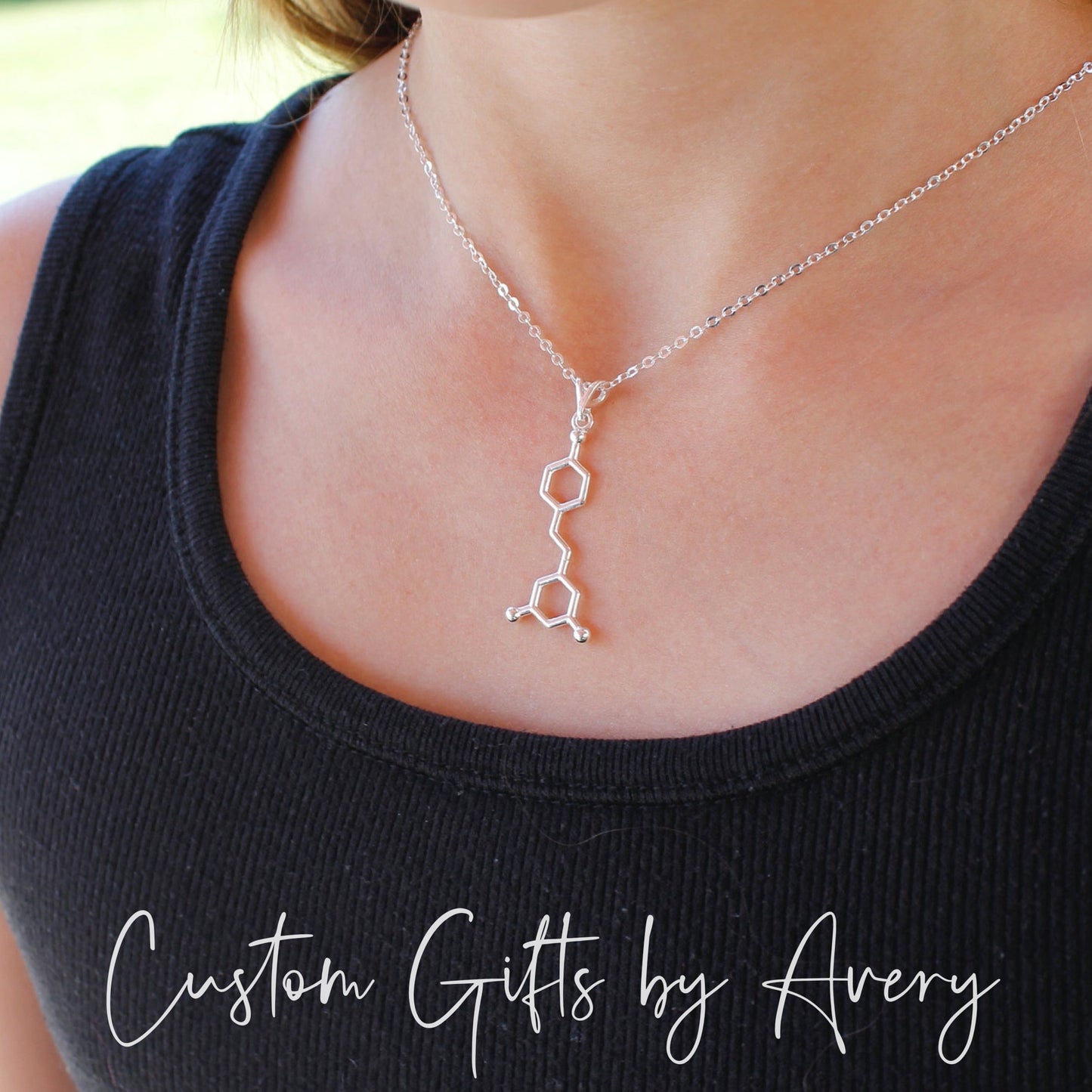 Sterling Silver Wine Molecule Necklace