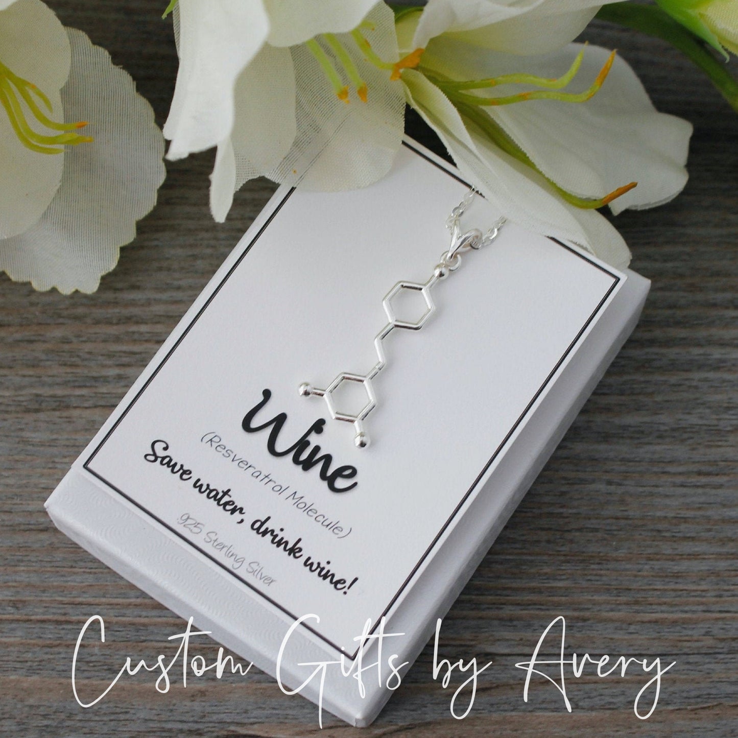 Sterling Silver Wine Molecule Necklace