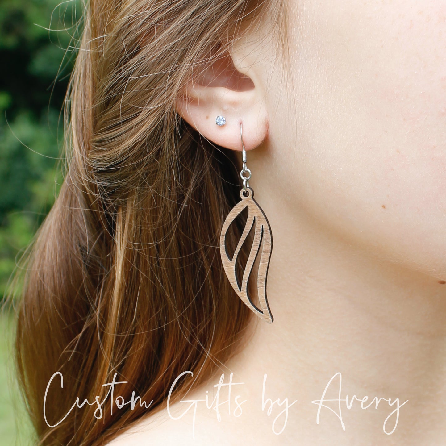 Angel Wing Earrings in Walnut Wood