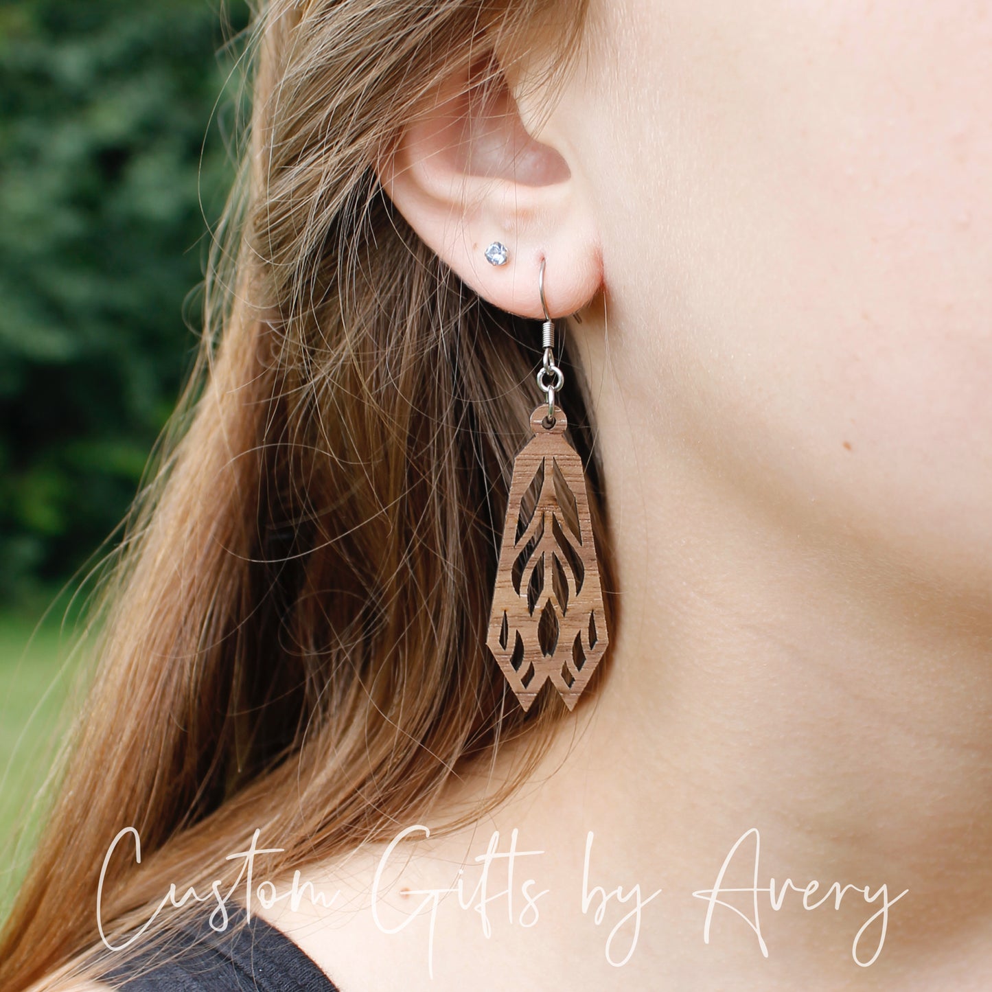 Fairy Wing Earrings in Walnut Wood