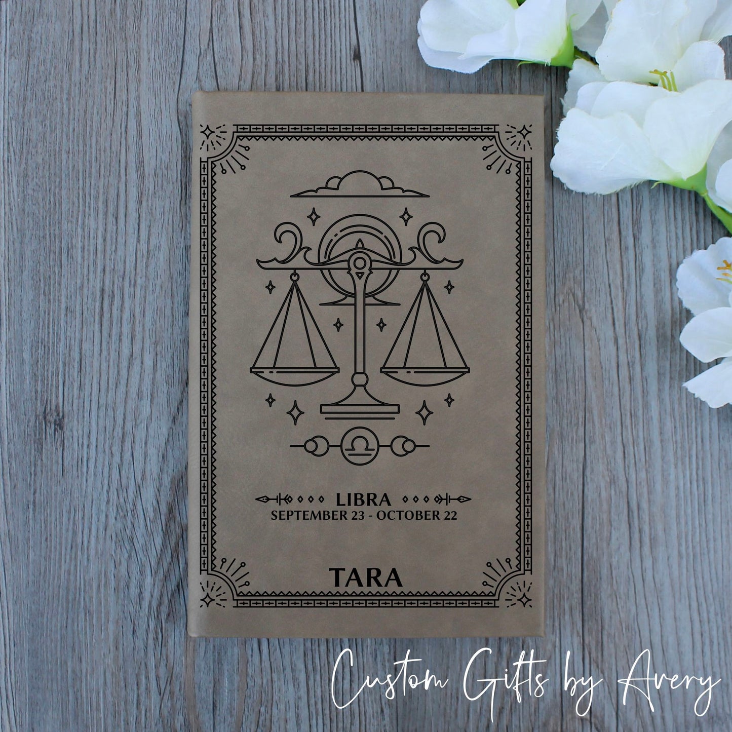 Personalized Zodiac Notebook Journal ~ Libra Balance Scales