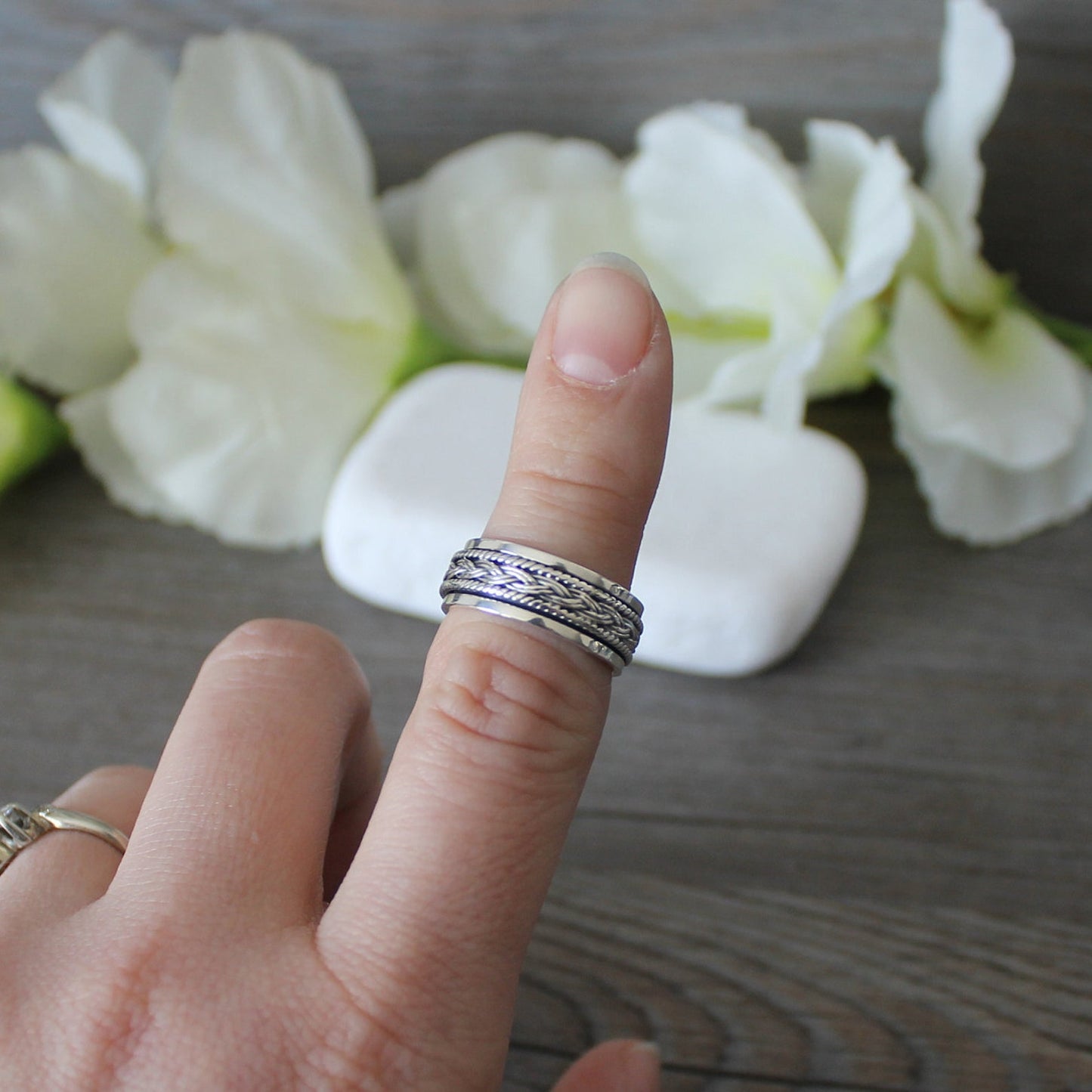 Sterling Silver Celtic Braided Weave Spin Ring