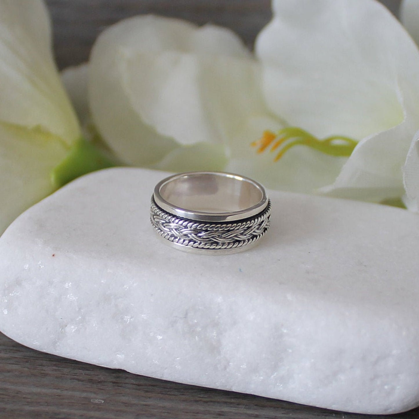 Sterling Silver Celtic Braided Weave Spin Ring