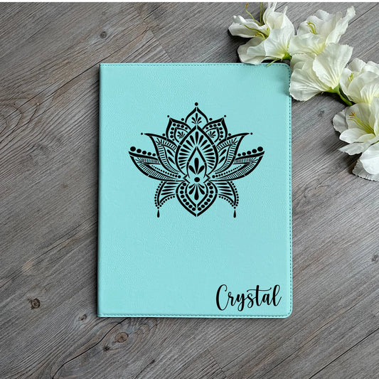 Personalized Leatherette Portfolio ~ Lotus Mandala