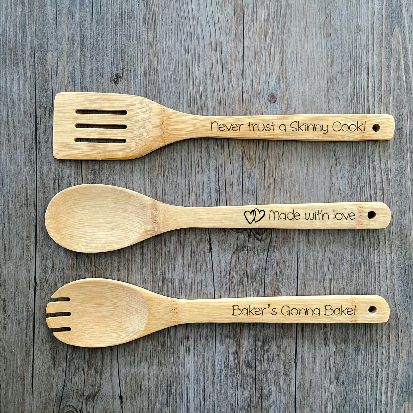 Personalized 5 Piece Bamboo Utensil Set