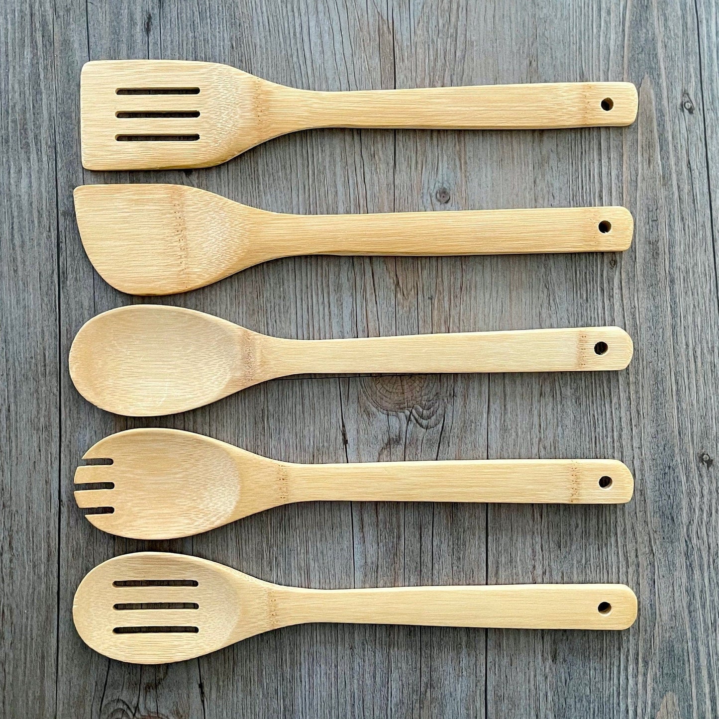 Personalized 5 Piece Bamboo Utensil Set