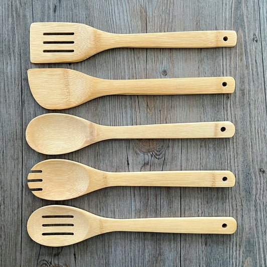 Personalized 5 Piece Bamboo Utensil Set